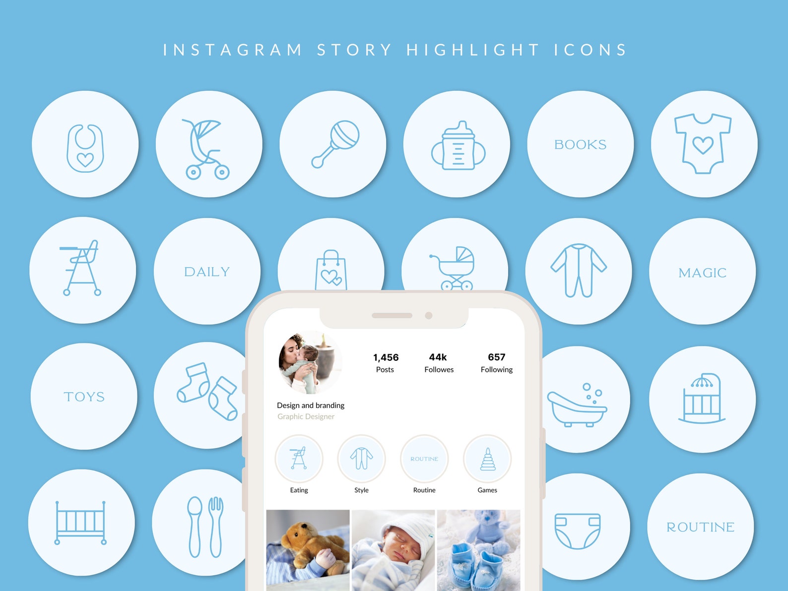 Baby Blue Instagram Highlight Covers Motherhood Instagram Etsy