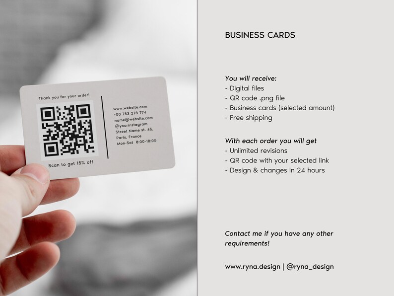 1001000 Business Cards With QR Code Printed Business Cards Etsy