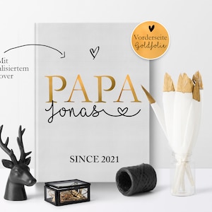Papa Tagebuch | Babyalbum - Personalisiertes Geschenk zur Geburt, Geburtstag mit Namen der Kinder und Geburtsdatum | A4 Blanko Buch