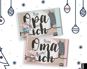 Geschenkset für Großeltern -  Erinnerungsalben zum Ausfüllen für Oma und Opa und Enkelkind - Set aus 2 Büchern mit hochwertigem Hardcover A5