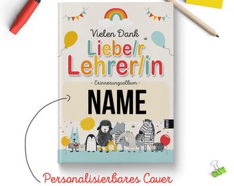 Abschiedsbuch mit Namen für Lehrer oder Lehrerin Schule / Grundschule - Platz für 34 Kinder Abschiedsgeschenk & Erinnerungsalbum A4