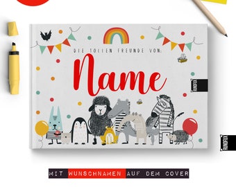 Mega Kindergartenfreundebuch für 39 Freunde mit Tieren | Personalisiertes Geschenk - Hardcover für Kinderhände Kiga | Mädchen und Jungs