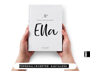 Babybuch für das erste Jahr | Personalisiertes Geschenk mit Namen und Geburtsdatum zur Geburt - Jedes Buch ein Unikat A5 Mädchen und Junge