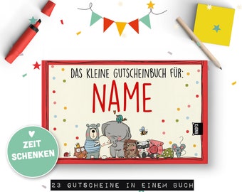 Das kleine Gutscheinbuch für Kinder mit aufgedrucktem Wunschnamen | Geburtstag, Weihnachten, Ostern, Nikolaus (Paten, Großeltern, Eltern...)