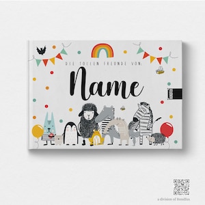 Das große Freundebuch für 39 Freunde mit Tieren | Personalisiert mit Wunschnamen - Tolles Geschenk für Schule und Kiga | Mädchen und Jungs