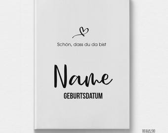 Babybuch für das erste Jahr | Personalisiertes Geschenk mit Namen und Geburtsdatum zur Geburt - Jedes Buch ein Unikat A5 Mädchen und Junge