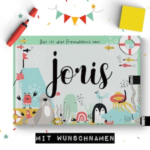 Großes Freundebuch für Jungs mit dem Thema: Meer, Fische, See Personalisiert mit Wunschnamen Jedes Buch ein Unikat für Schule und Kiga Bild 6