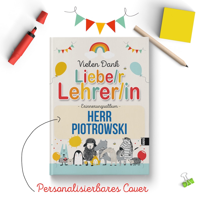 Abschiedsbuch mit Namen für Lehrer oder Lehrerin Schule / Grundschule Platz für 34 Kinder Abschiedsgeschenk & Erinnerungsalbum A4 Bild 2