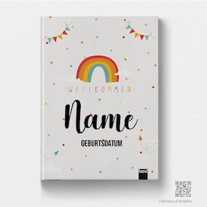 Babybuch für das erste Lebensjahr | Personalisiertes Geschenk zur Geburt mit Namen und Geburtsdatum auf dem Cover - Jedes Buch ein Unikat