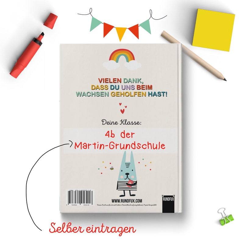 Abschiedsbuch mit Namen für Lehrer oder Lehrerin Schule / Grundschule Platz für 34 Kinder Abschiedsgeschenk & Erinnerungsalbum A4 image 4