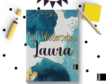 Auf Wiedersehen – Das Abschiedsfreundebuch mit eingedrucktem Wunschnamen zum Verschenken für 19 Kollegen, Freunde, Chef, Vereinsmitglieder