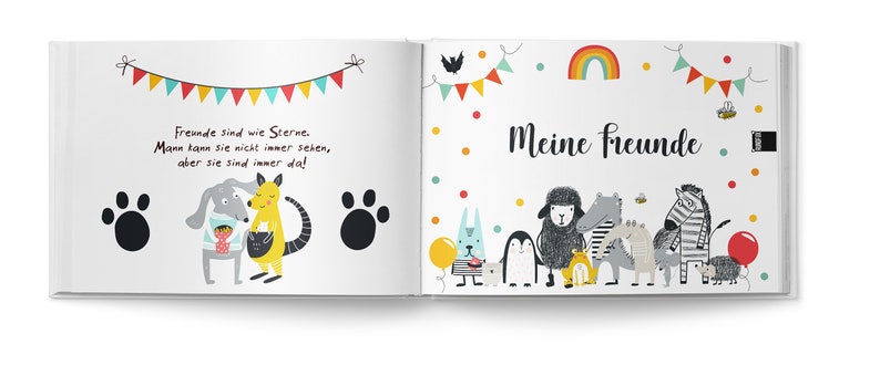 Das große Freundebuch für 39 Freunde mit Tieren Personalisiert mit Wunschnamen Tolles Geschenk für Schule und Kiga Mädchen und Jungs Bild 6