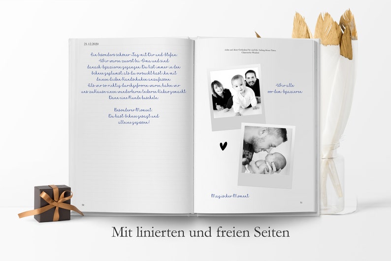 Familientagebuch Familienchronik Personalisiertes Geschenkbuch mit dem Namen der Familie und Familienmitglieder in Gold & Schwarz A4 image 2