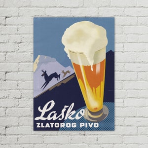 Laško Pivo Reklama 1960s - Vintage Yugoslavia Poster