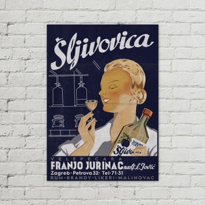 Poster Sljivovica vintage Yougoslavie 50 x 70 cm