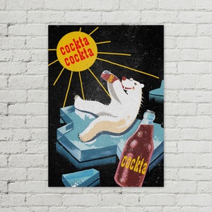 Cockta Medo Vintage Yugoslavia Slovenia 1970s Poster 50x70cm