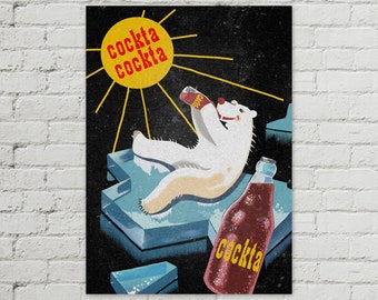 Cockta Medo Vintage Yugoslavia Slovenia 1970s Poster 50x70cm