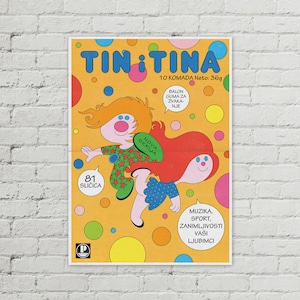 Tin i Tina Bubble Gum Vintage Yugoslavia Poster 50x70cm