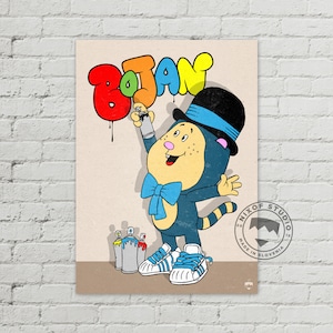 BOJAN Póster vintage de dibujos animados de Yugoslavia de los años 80, 50 x 70 cm