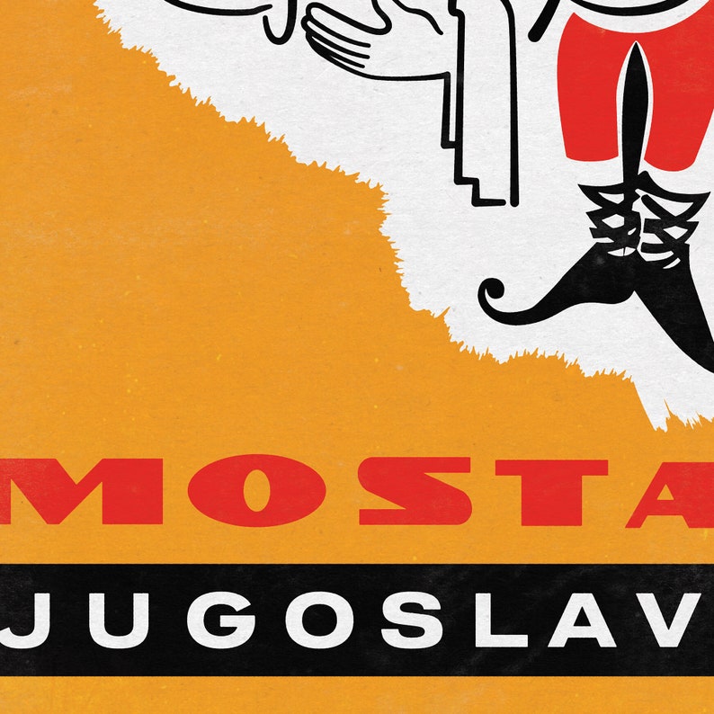 Mosta Lettering Hotel Neretva Mostar Vintaga Yugoslavia Poster 50x70 Cm - Etsy