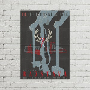 10th Anniversary of People&#39;s Police Ljubljana 1951 - Vintage Yugoslavia Slovenia Poster  50x70 cm