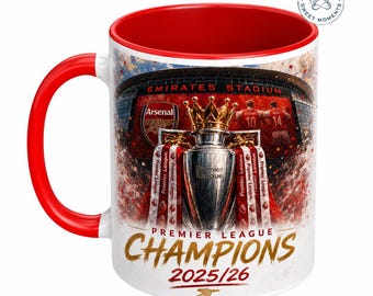 Football league Champions Mug | North London is Red | Birthday Gift | Football Fan Gift | Red and White | League Winners 2025/26