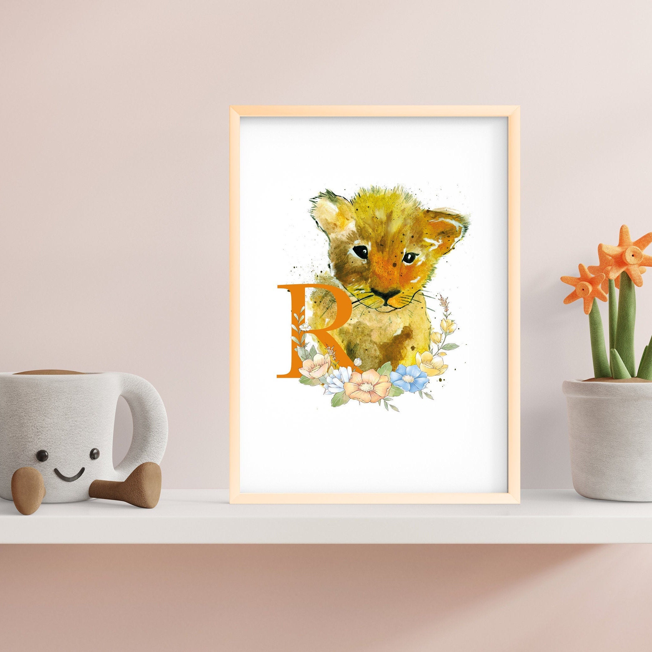 Personalised Baby Lion Nursery Wall Art Safari Animal Print Etsy UK