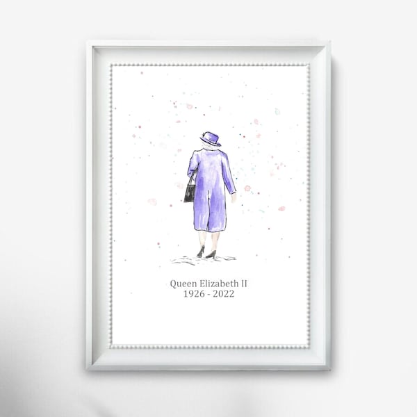 Queen Elizabeth RIP Memorabilia Print, The Queen watercolour, Your Majesty Remembrance, In memory of Her Majesty Rest in Peace, art print