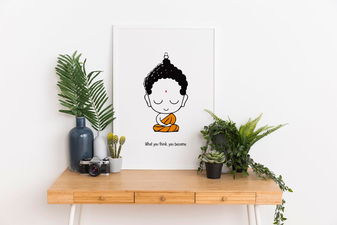 Zen Buddha Art With Motivational Quote - Mindfulness Wall Decor for a ...