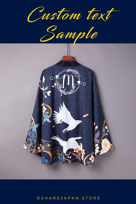 Japanese White Bird Floral Kimono With 