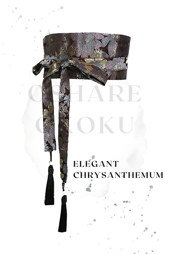 Obi Belt With Tassel Wide Statement Belt Floral Waist Belt Etsy