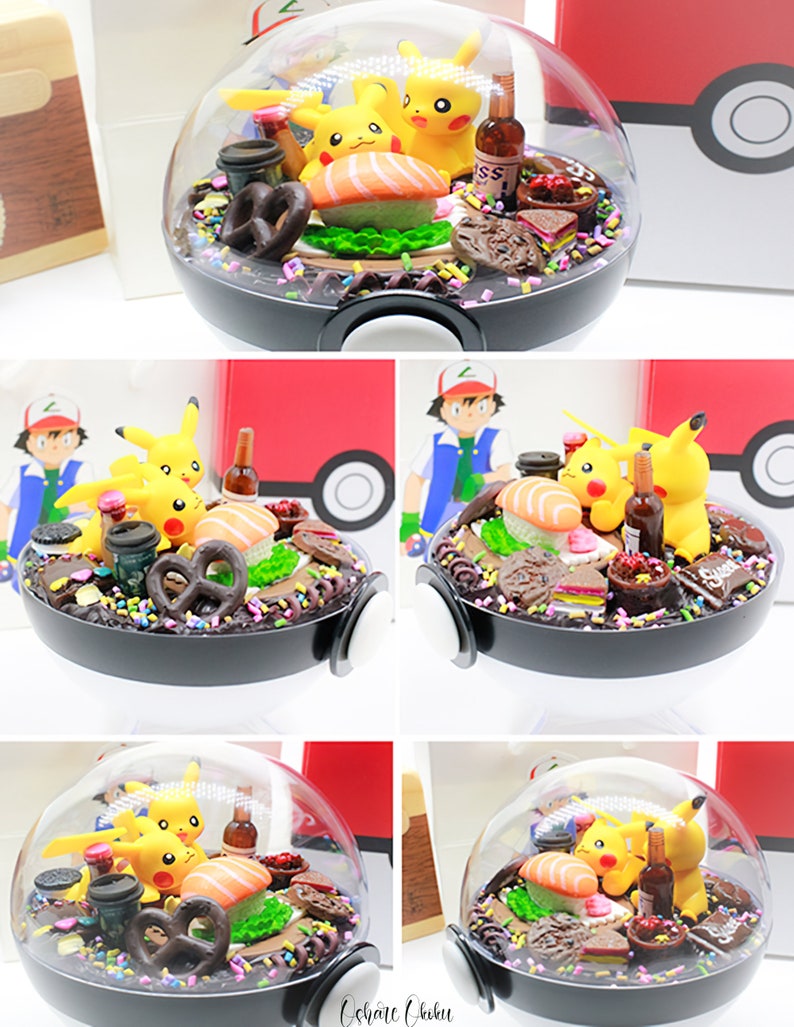 Pokemon Terrarium Kit Pikachu Party Sushi Light up Pokeball Etsy