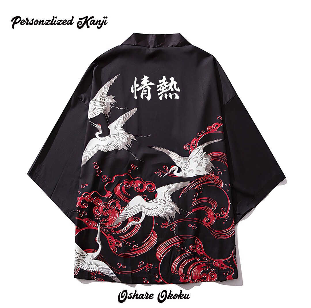 Flying Bird Kimono Robe Boho Japanese Bird Print Mens Shirt - Etsy