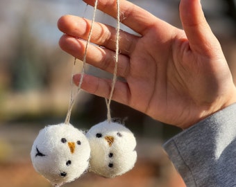 Needle Felted Snowman Ornament, Christmas Decoration, I'll bounce back, House Warming