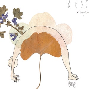 Breathe, illustration sheet, yoga, nature, art, painting, watercolor, decoration, picture, gift, wall decoration, creative, minimal