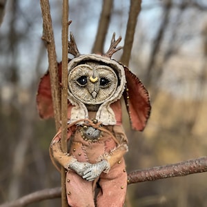 OWL Art Doll, OOAK, Forest Figurine