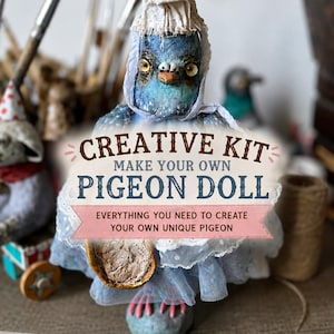 Make Your Own Pigeon Doll Kit, Funny Bread Crust Bird, DIY Art Doll Kit, Complete Craft Set with Video Tutorial & PDF, Handmade Gift