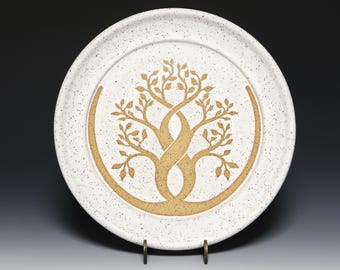Tree of Life Stoneware Ceramic Dinner Plate