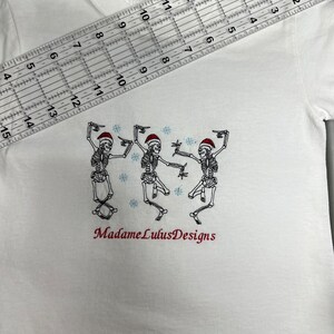 Personalized Baby - Kids - Adult - T-SHIRT Embroidery Christmas SKELETONS Dancing