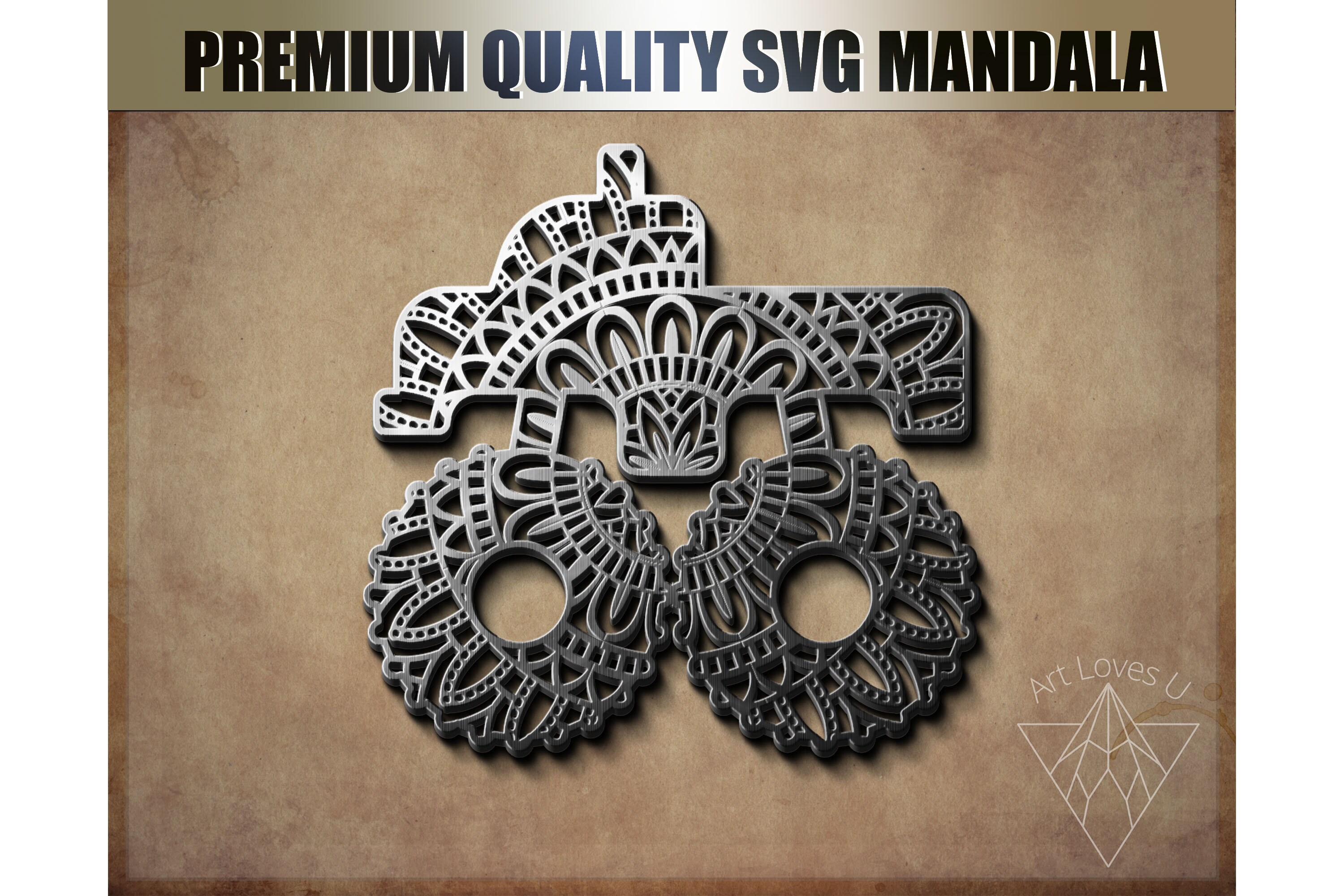 Monster Truck Mandala Svg Cut file Single Layer Dxf Zentangle | Etsy