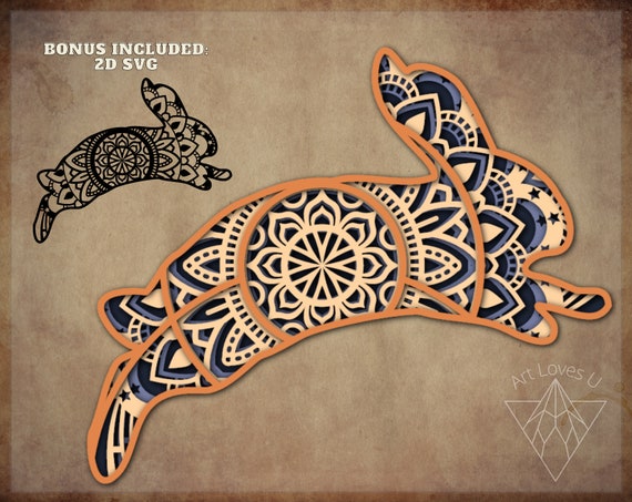 Download 3D Rabbit Mandala SVG files for Glowforge Laser Cut Cricut | Etsy