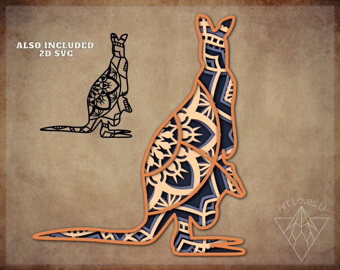 Download Archivos 3D Kangaroo Mandala SVG para Glowforge Laser Cut | Etsy