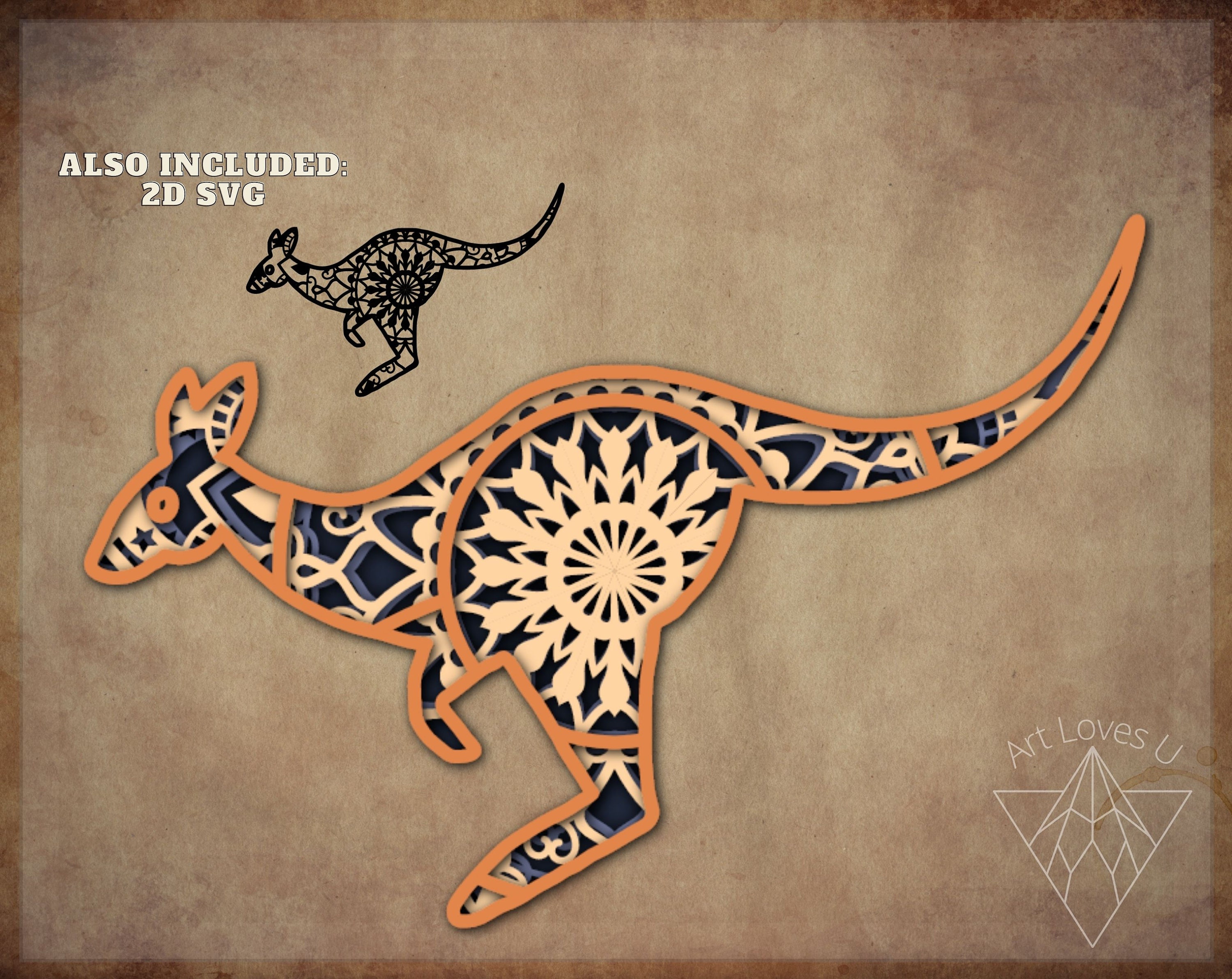 Download 3D Kangaroo Mandala SVG files for Glowforge Laser Cut ...