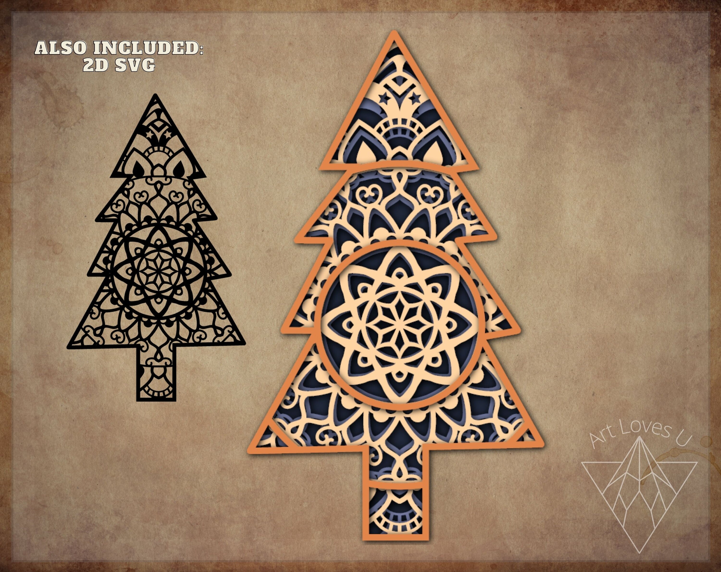 Download 3D Pine Tree Mandala SVG files for Glowforge Laser Cut | Etsy