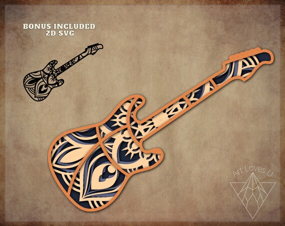 Download 3D Electric Guitar Mandala SVG files for Glowforge Laser ...