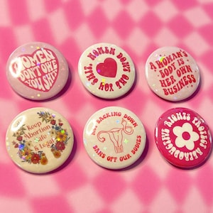 Feminist Pins - Pro Choice Pins | Feminist Pin | Feminist Pin | Feminist Gift | Backpack Pins | Women Don&#39;t Owe You Sh*t | Uterus Pins