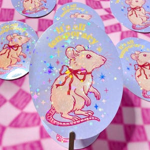 It’s All Temporary Sticker Mouse Sticker Mental | Health Emotional Support Critter Animal Art Anxiety Gift Pastel Aesthetic
