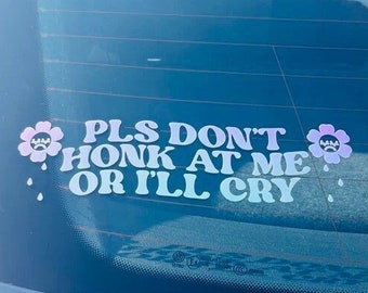 Pls Don't Honk At Me Vinyl Decal - Funny Car Decal, Car Window Decal Sticker, Car Decals, Trendy Car Decal, Cute Decal, Car Decals For Women