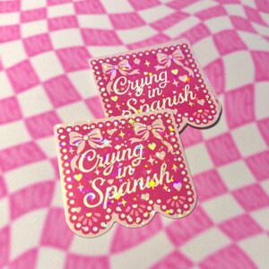 Cute coquette-style holographic stickers with bows, hearts, and pastel sparkle.
