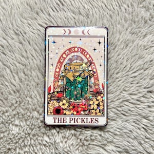 Holographic Tarot Card The Pickles Sticker - Stars Holographic Sticker, Tarot Card Sticker, Pickle Lover Gift Mystical Celestial Sticker
